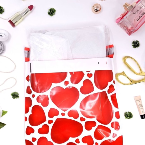 Red Hearts ❤️ Poly Mailers 10x13 Pack of 25 - Picture 2 of 6